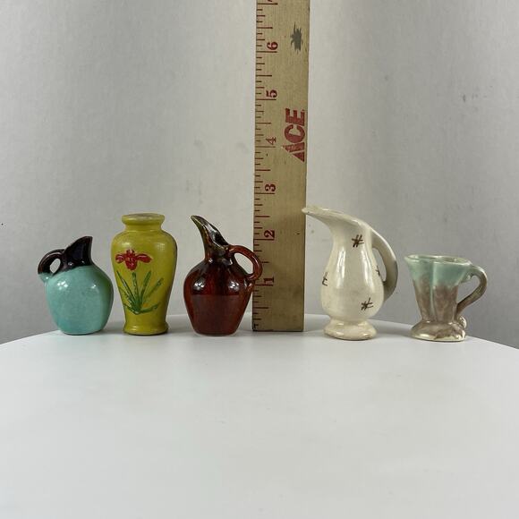Miniature Ceramic Vases And Pitcher Lot Pottery Mix - Picture 7 of 7